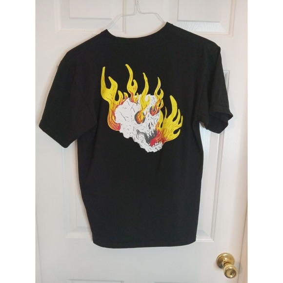 VANS Men's Med Tee T-Shirt Short Sleeve Black Rowan Zorilla Skull Flames Medium - Picture 4 of 16